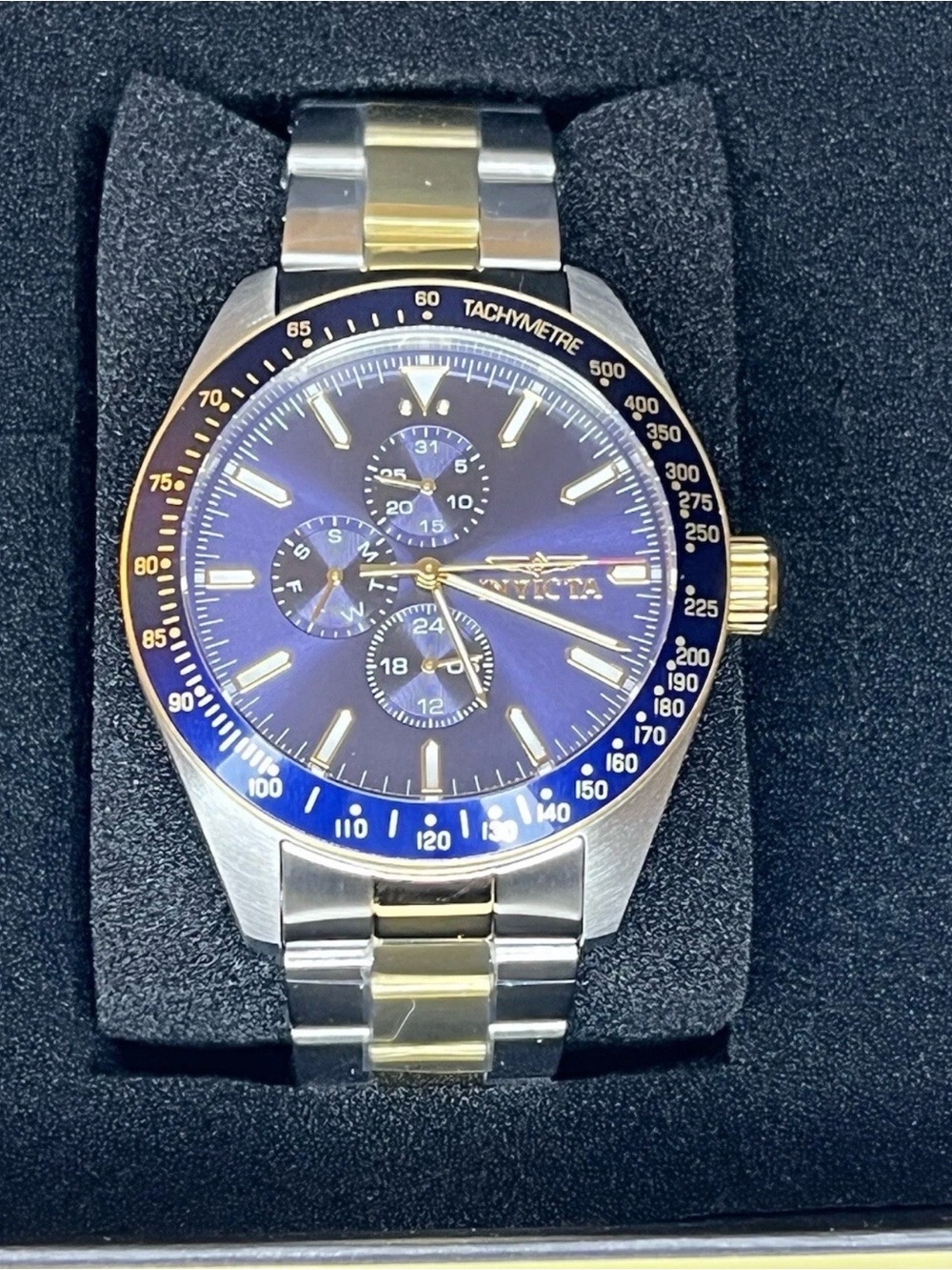 Invicta Men's Blue and Gold Two-Tone Chronograph Watch